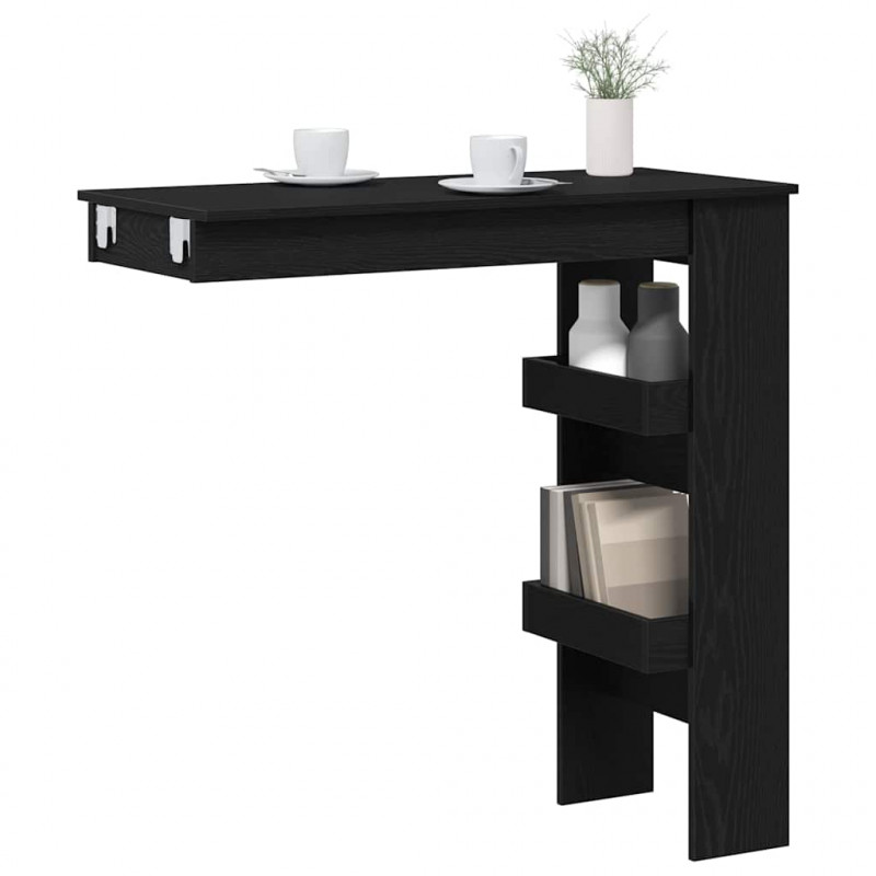 Stół Barowy Ścienny z półką Czarny Dąb 102 x 45 x 103,5 cm