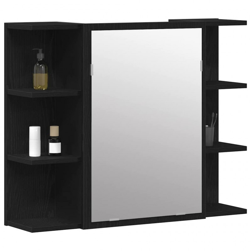 Szafka z lustrem z półką Z lustrem Czarny Dąb 80 x 20,5 x 64 cm