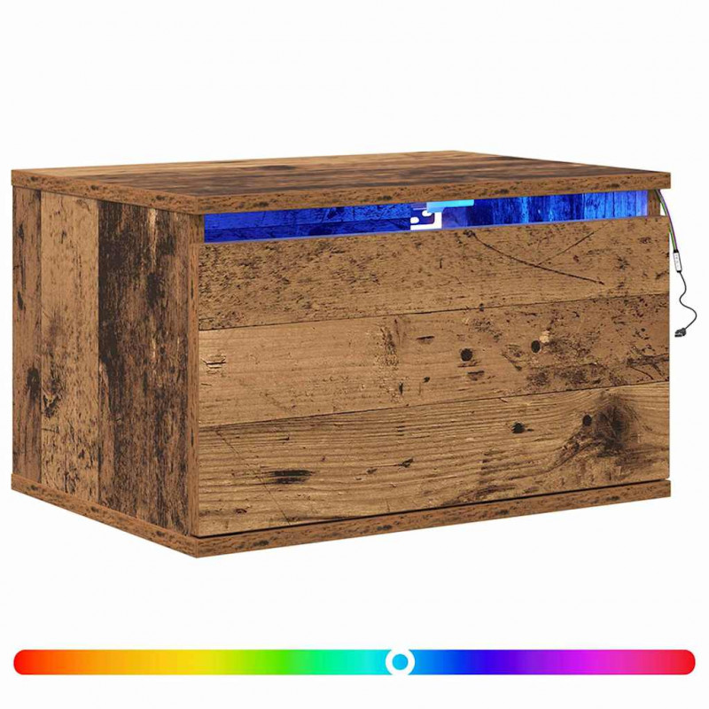Ścienny stolik nocny z szufladą Stare drewno 50 x 36 x 30 cm
