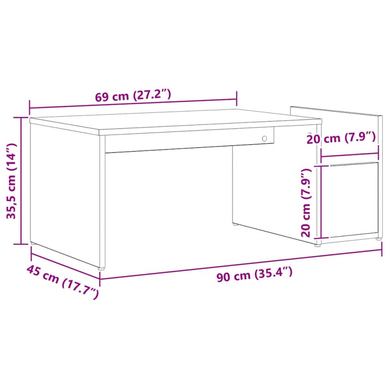 Stolik kawowy Czarny Dąb 90 x 45 x 35 cm
