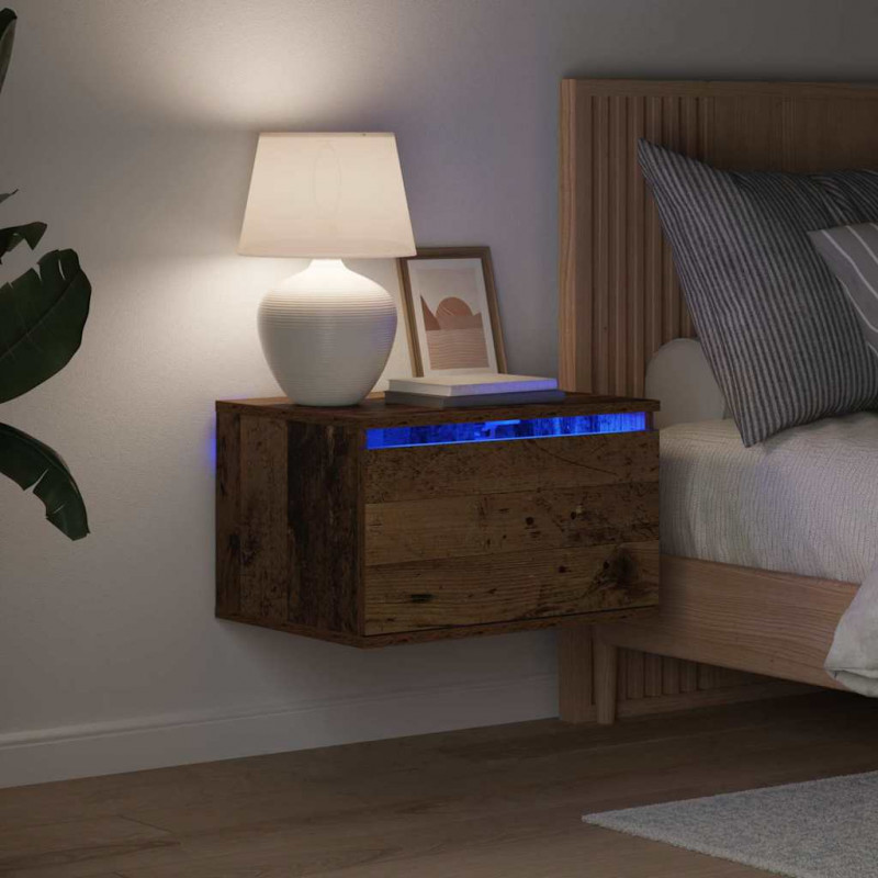 Ścienny stolik nocny 2 pcs Stare drewno Materiał drewnopochodny