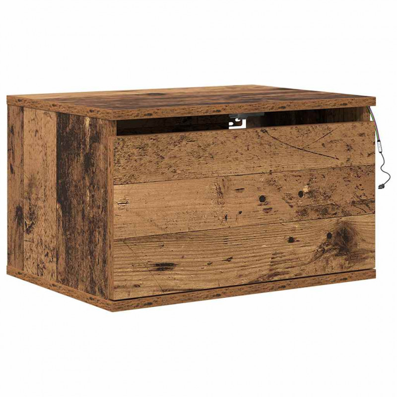 Ścienny stolik nocny 2 pcs Stare drewno Materiał drewnopochodny
