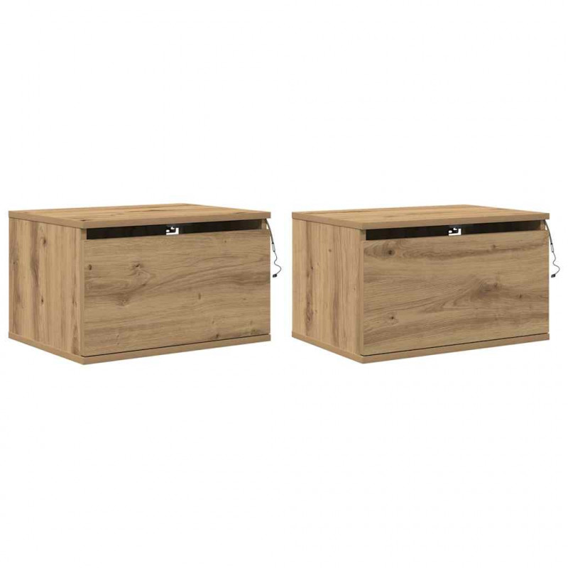 Ścienny stolik nocny 2 pcs Dąb rzemieślniczy 50 x 36 x 30 cm