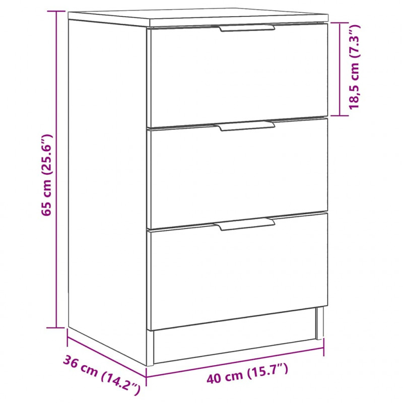 Szafka Nocna Czarny Dąb 40 x 65 x 65 cm Materiał drewnopochodny