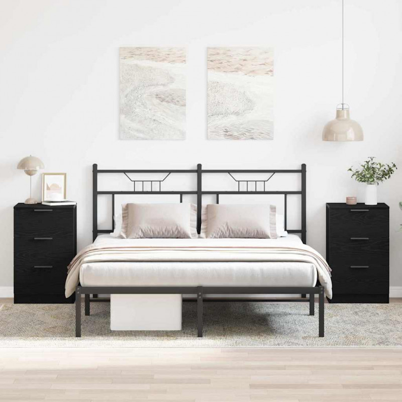 Szafka Nocna z szufladą 2 pcs Czarny Dąb 40 x 65 x 65 cm