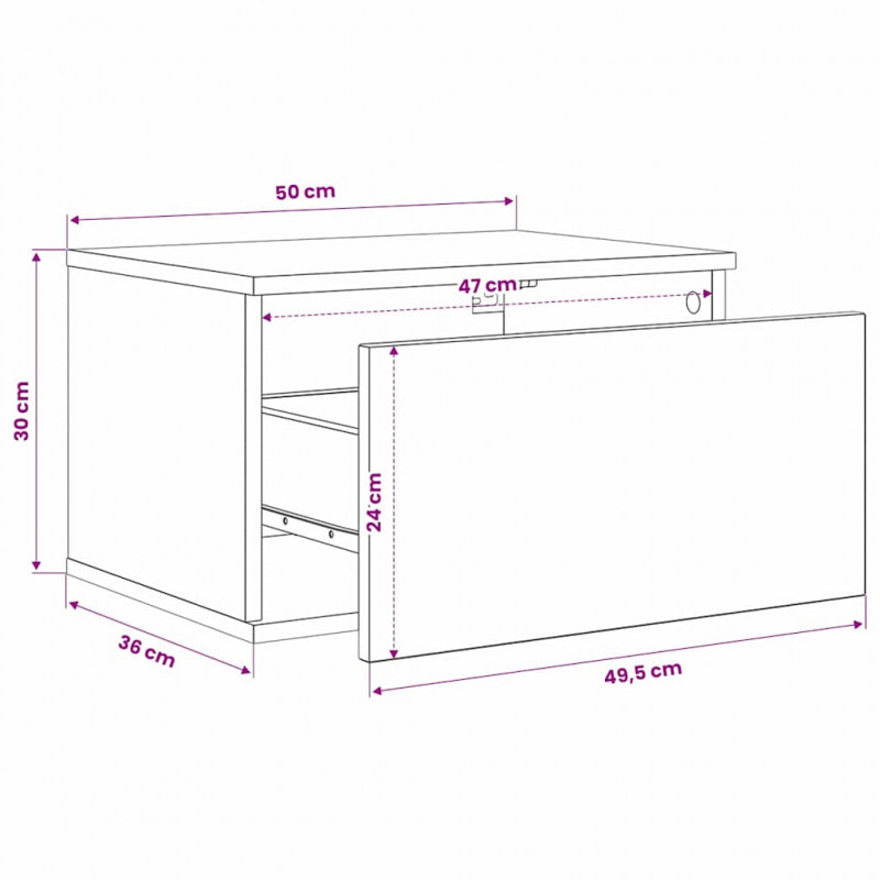 Ścienny stolik nocny 2 pcs Dąb rzemieślniczy 50 x 36 x 30 cm