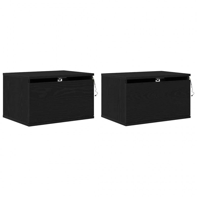 Ścienny stolik nocny 2 pcs Czarny Dąb 50 x 36 x 30 cm