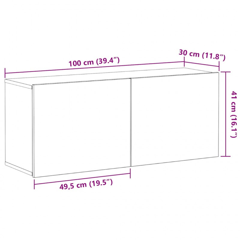 Zestaw szafek RTV Czarny Dąb 100 x 30 x 41 cm
