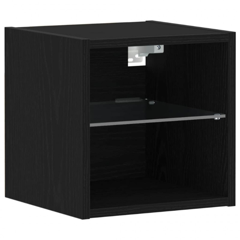 LED Ścienny Stolik Nocny z Czarny Materiał drewnopochodny
