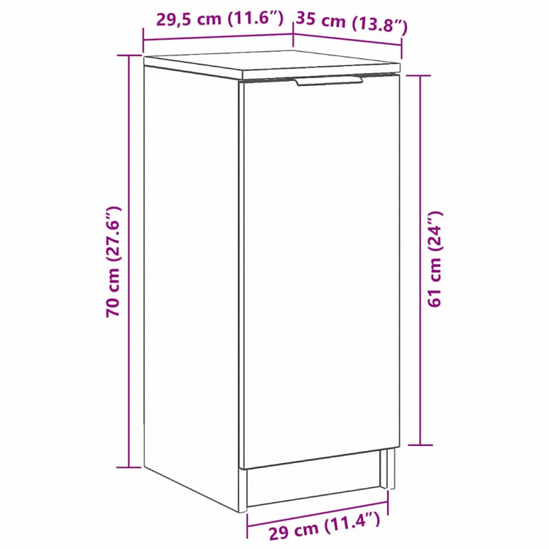 Szafka na buty z półką z drzwiami Czarny Dąb 29,5 x 35 x 70 cm