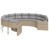 Sofa ogrodowa z poduszkami, okrągła, beżowy rattan PE