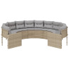 Sofa ogrodowa z poduszkami, okrągła, beżowy rattan PE