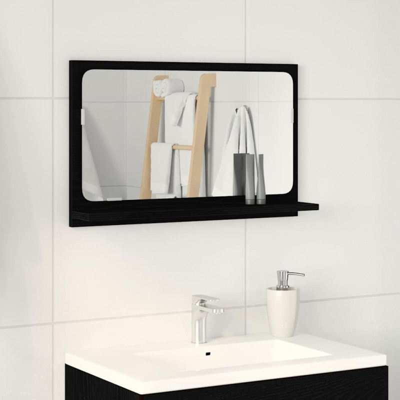 Półka z lustrem z półką Z lustrem Czarny Dąb 60 x 10,5 x 37 cm