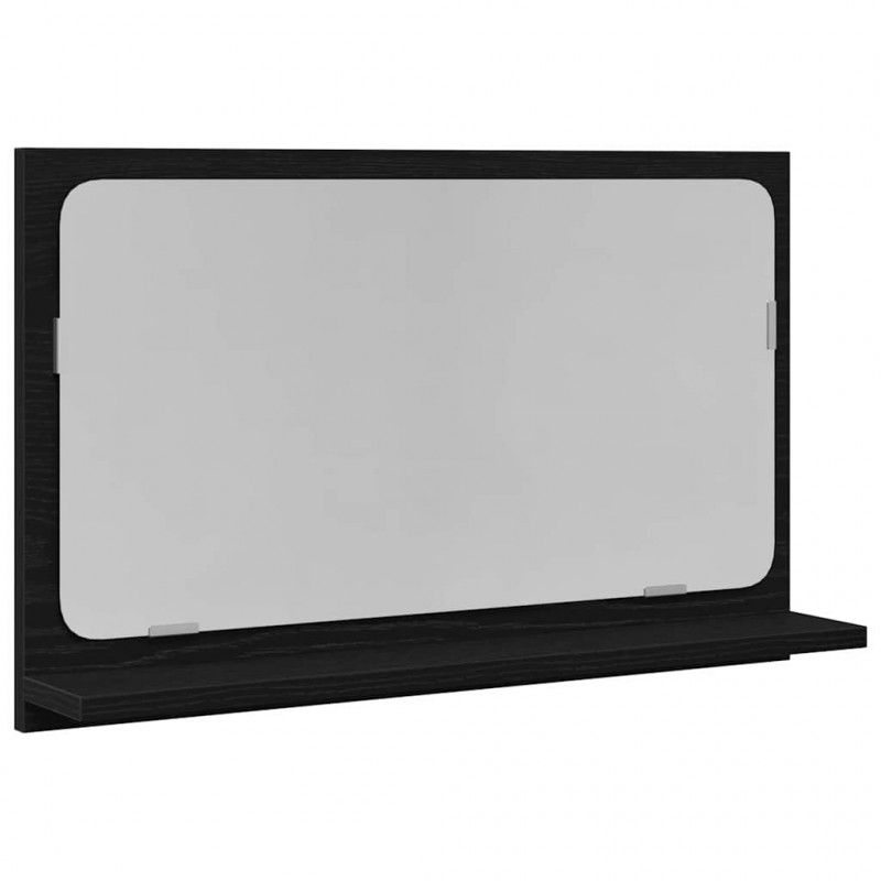 Półka z lustrem z półką Z lustrem Czarny Dąb 60 x 10,5 x 37 cm