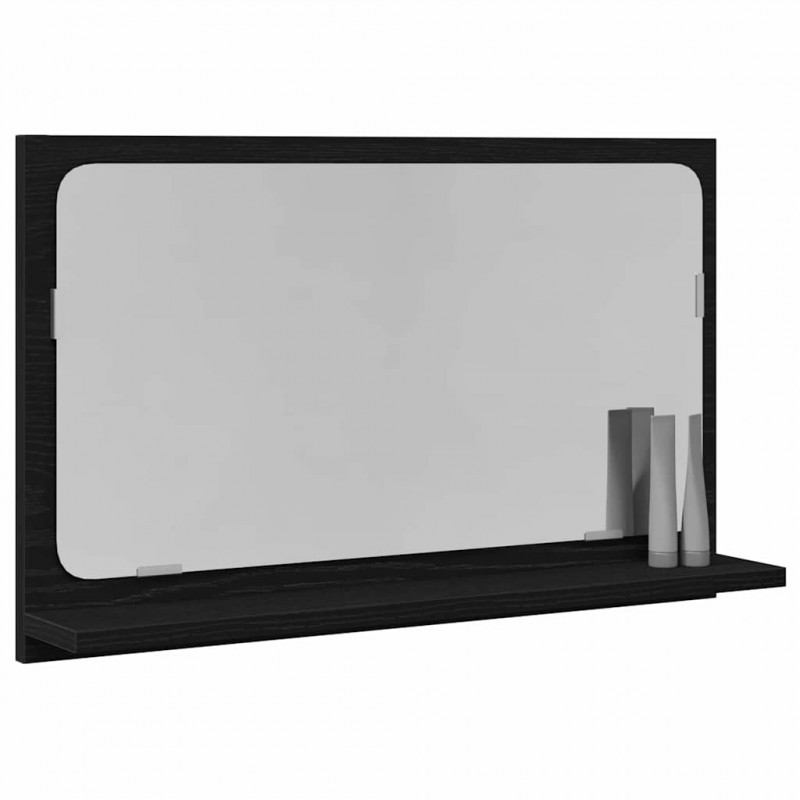 Półka z lustrem z półką Z lustrem Czarny Dąb 60 x 10,5 x 37 cm