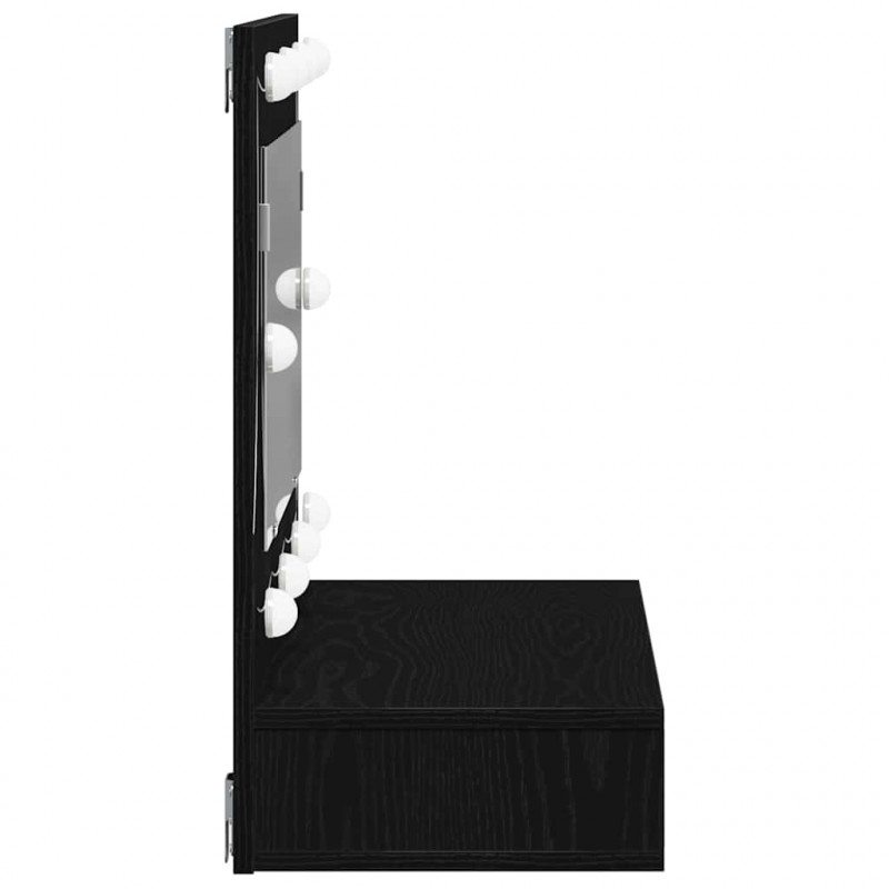 Szafka z lustrem Ze LED Lights Czarny Dąb 90 x 31,5 x 62 cm