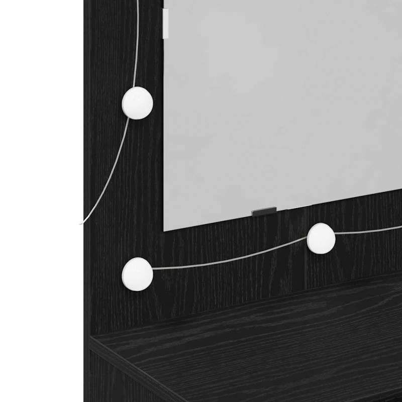 Szafka z lustrem Ze LED Lights Czarny Dąb 90 x 31,5 x 62 cm