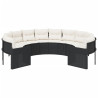 Sofa ogrodowa z poduszkami, okrągła, czarny rattan PE