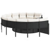Sofa ogrodowa z poduszkami, okrągła, czarny rattan PE