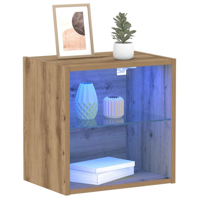 Półka wisząca z oświetleniem LED Brązowy 40 x 28,5 x 40 cm