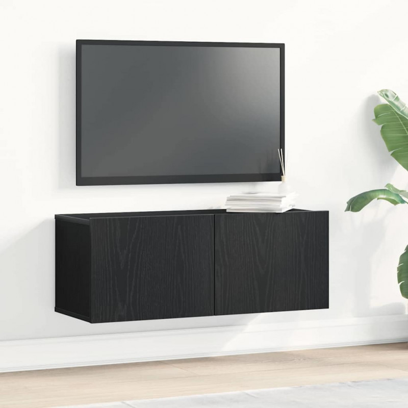 Szafka pod telewizor 2 pcs Czarny Dąb 80 x 30 x 30 cm