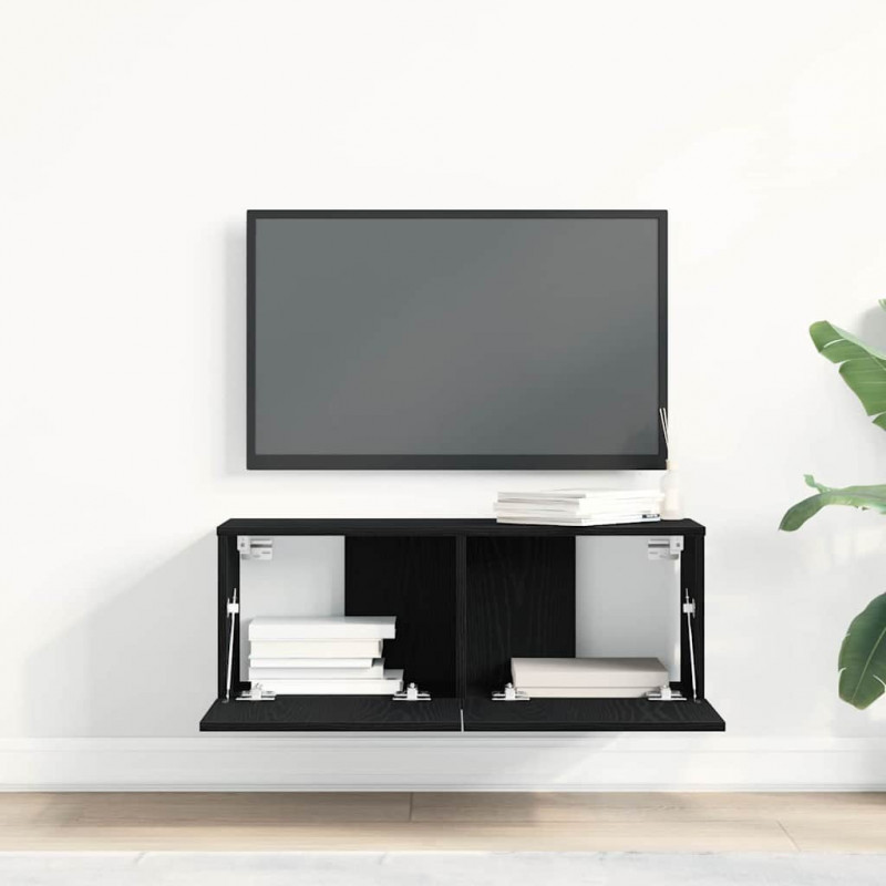 Szafka pod telewizor 2 pcs Czarny Dąb 80 x 30 x 30 cm