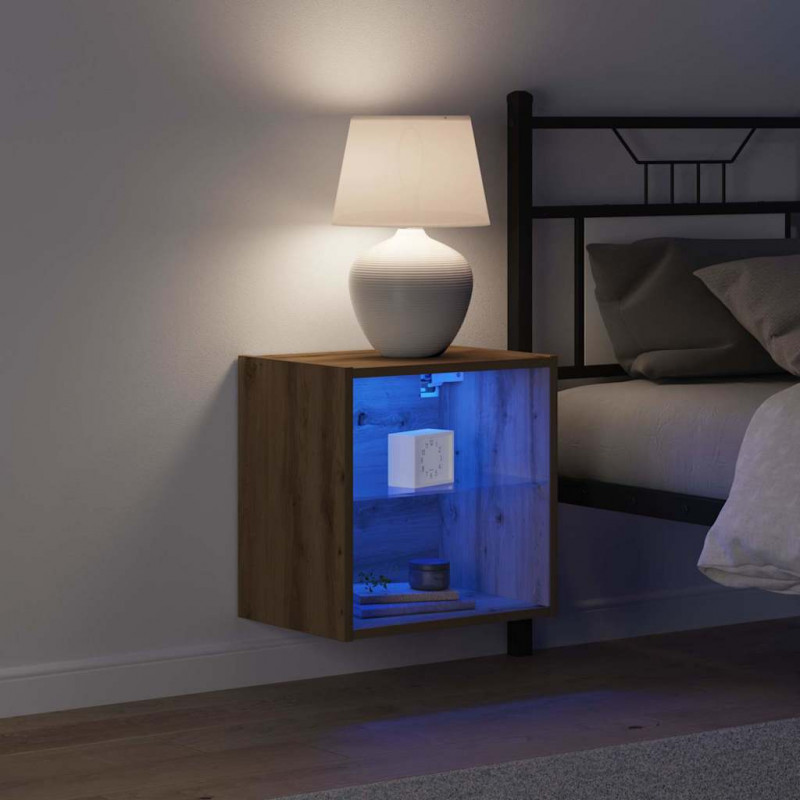 Półka wisząca z oświetleniem LED z półką 2 pcs Brązowy