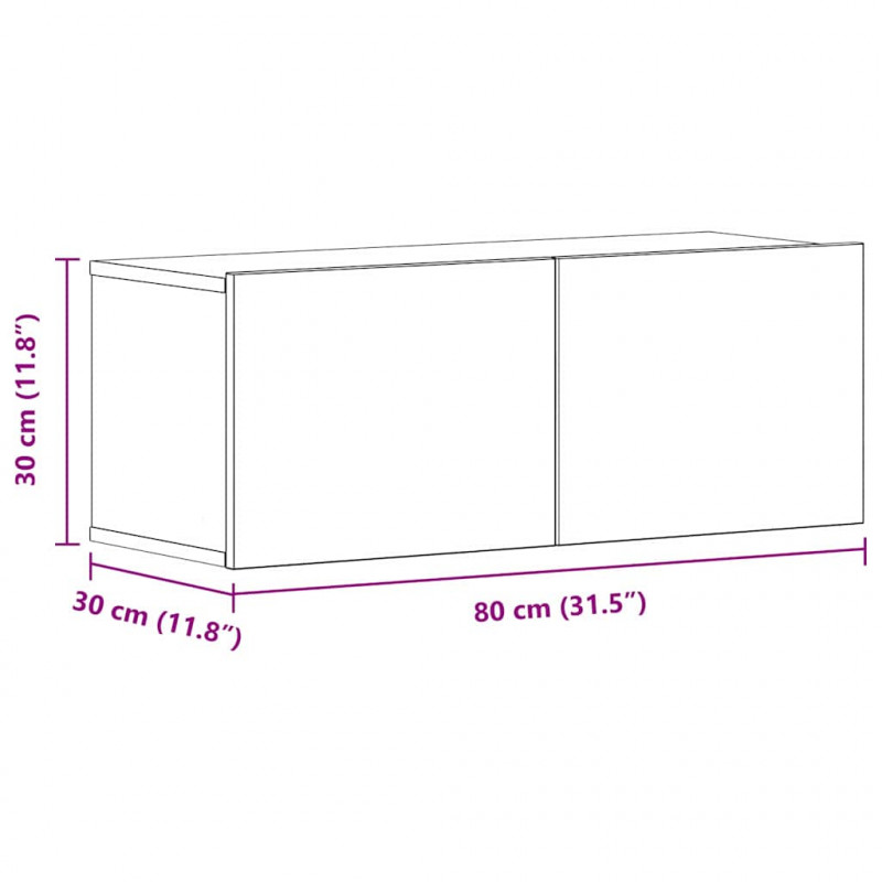 Szafka pod telewizor 2 pcs Czarny Dąb 80 x 30 x 30 cm
