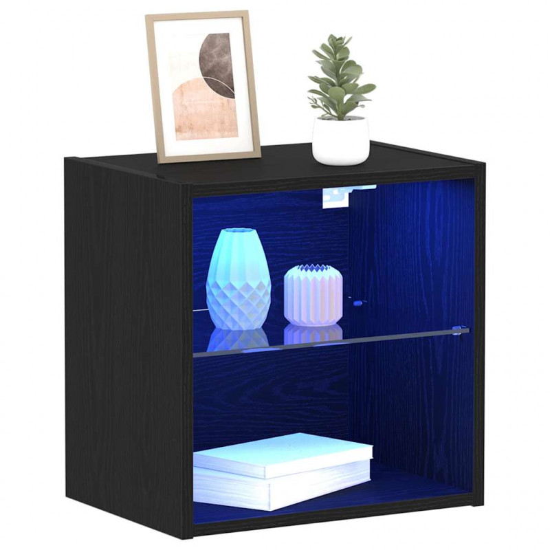 Półka wisząca z oświetleniem LED Czarny 40 x 28,5 x 40 cm