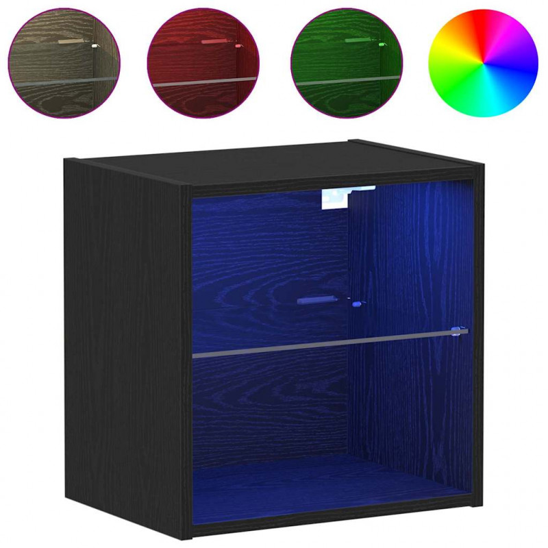 Półka wisząca z oświetleniem LED Czarny 40 x 28,5 x 40 cm