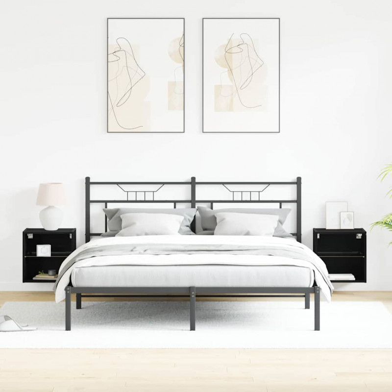 Półka wisząca z oświetleniem LED 2 pcs Czarny 40 x 28,5 x 40 cm