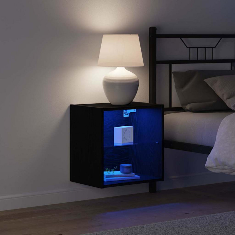 Półka wisząca z oświetleniem LED 2 pcs Czarny 40 x 28,5 x 40 cm