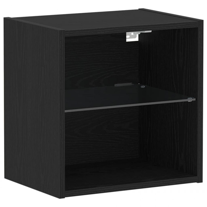 Półka wisząca z oświetleniem LED 2 pcs Czarny 40 x 28,5 x 40 cm