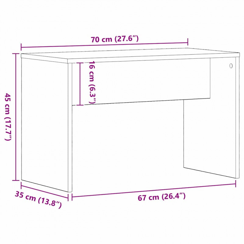 Stołek do makijażu Czarny dąb 70 x 35 x 45 cm