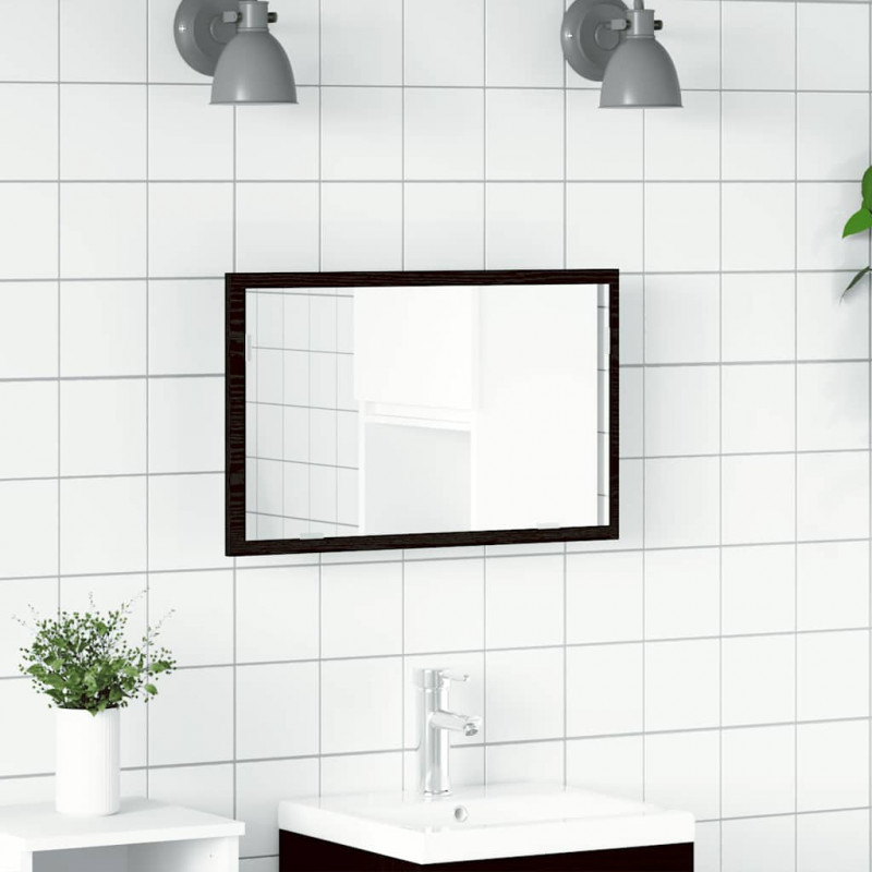 Lustro łazienkowe z oświetleniem LED, czarny dąb, 60x8,5x37 cm