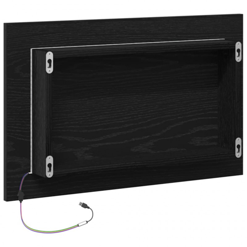 Lustro łazienkowe z oświetleniem LED, czarny dąb, 60x8,5x37 cm