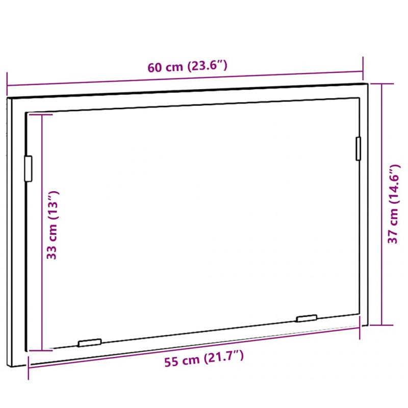Lustro łazienkowe z oświetleniem LED, czarny dąb, 60x8,5x37 cm