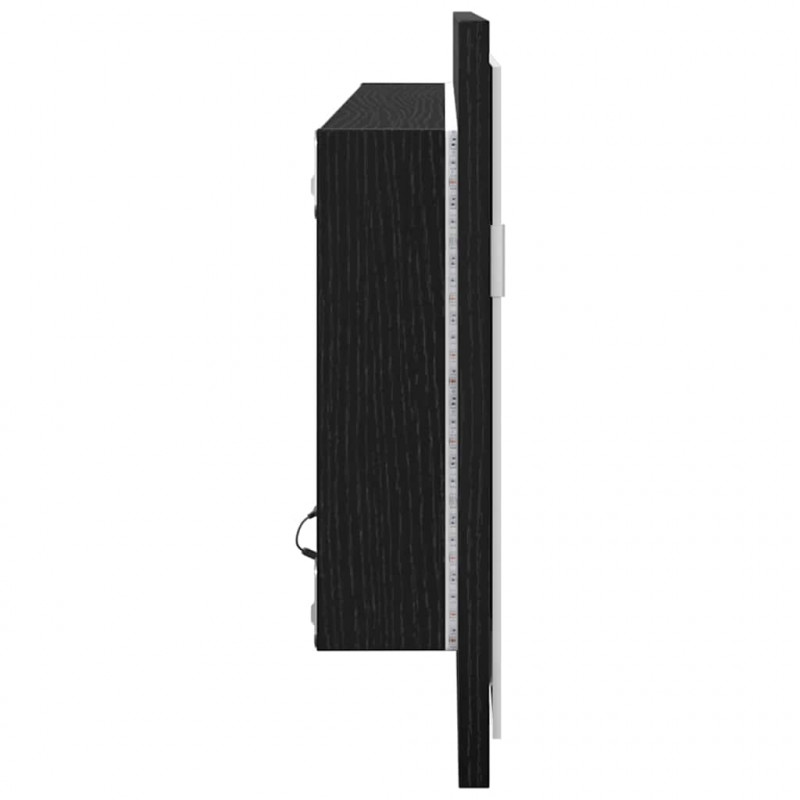 Lustro łazienkowe LED Czarny Dąb 100 x 8,5 x 37 cm Szkło