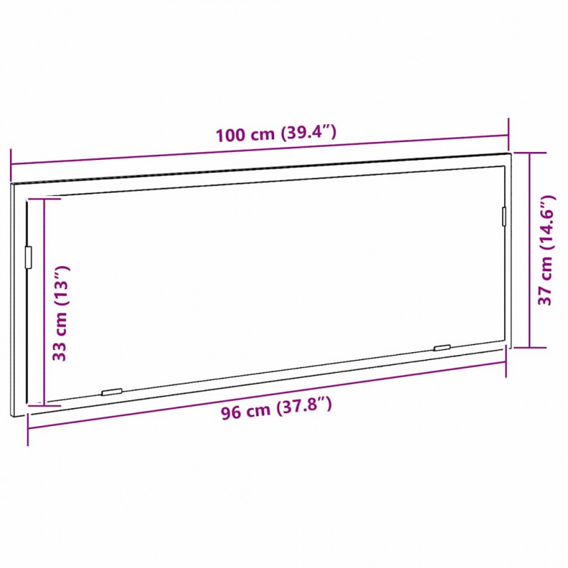 Lustro łazienkowe LED Czarny Dąb 100 x 8,5 x 37 cm Szkło
