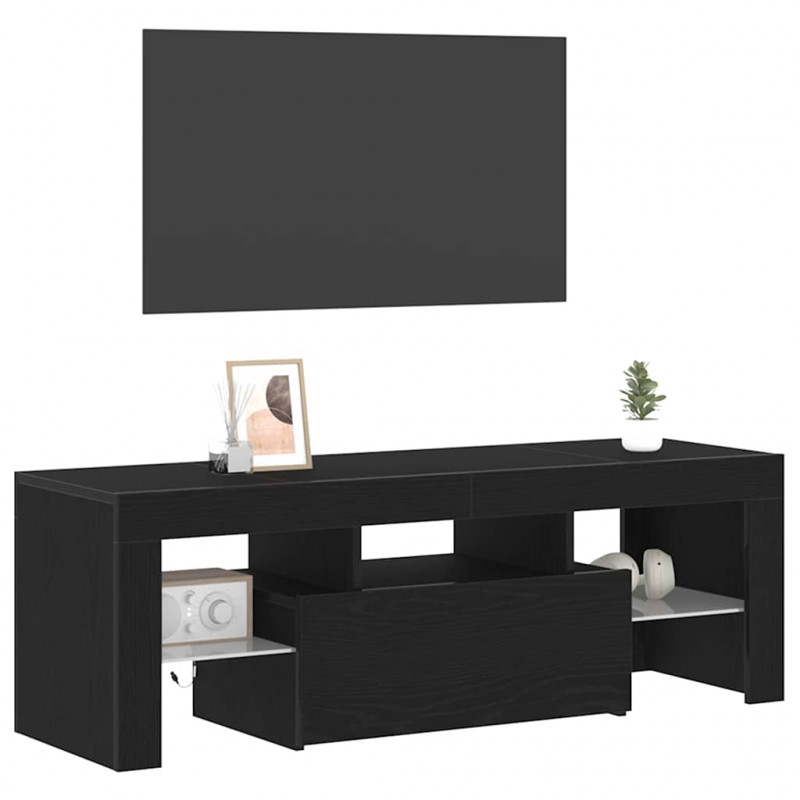 Szafka pod telewizor Ze LED Lights Czarny Dąb 120 x 35 x 40 cm