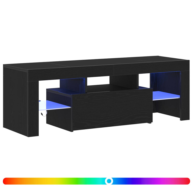 Szafka pod telewizor Ze LED Lights Czarny Dąb 120 x 35 x 40 cm