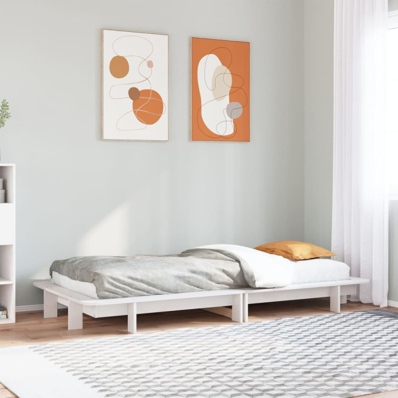 Rama łóżka bez materaca, biała, 90x190 cm, lite drewno sosnowe