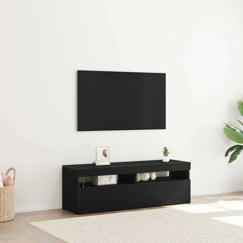 Szafka pod telewizor Ze LED Lights Czarny Dąb 120 x 35 x 40 cm