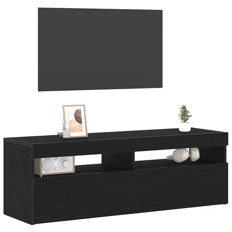 Szafka pod telewizor Ze LED Lights Czarny Dąb 120 x 35 x 40 cm