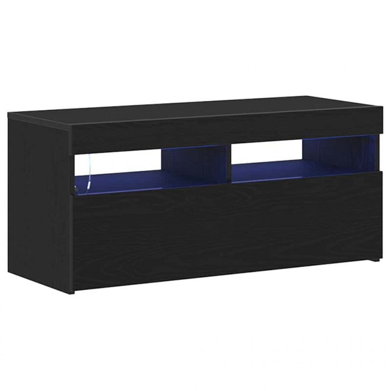 Szafka pod telewizor Ze LED Lights Czarny Dąb 90 x 35 x 40 cm