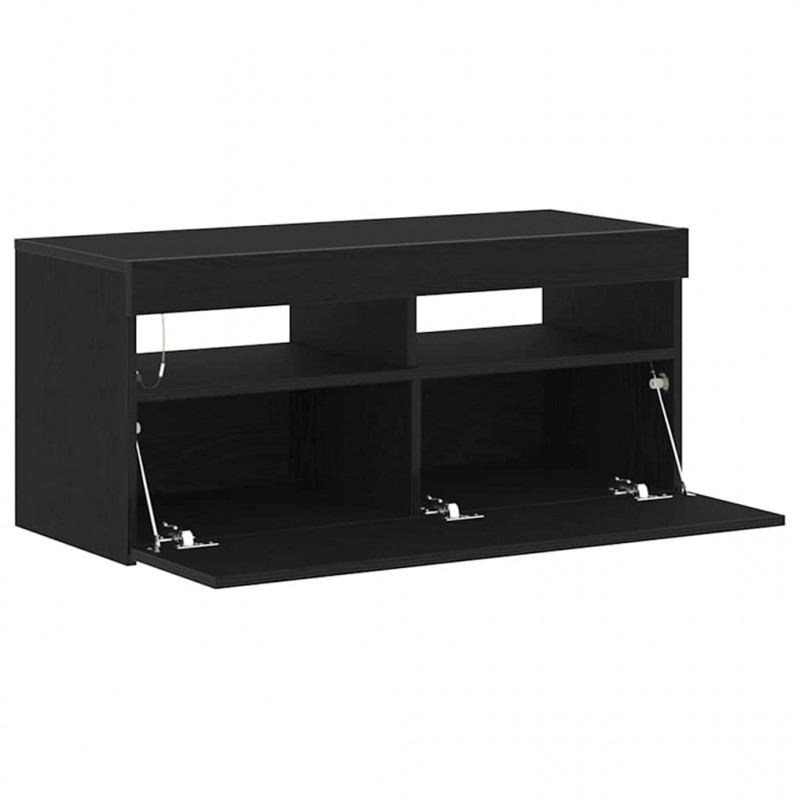 Szafka pod telewizor Ze LED Lights Czarny Dąb 90 x 35 x 40 cm