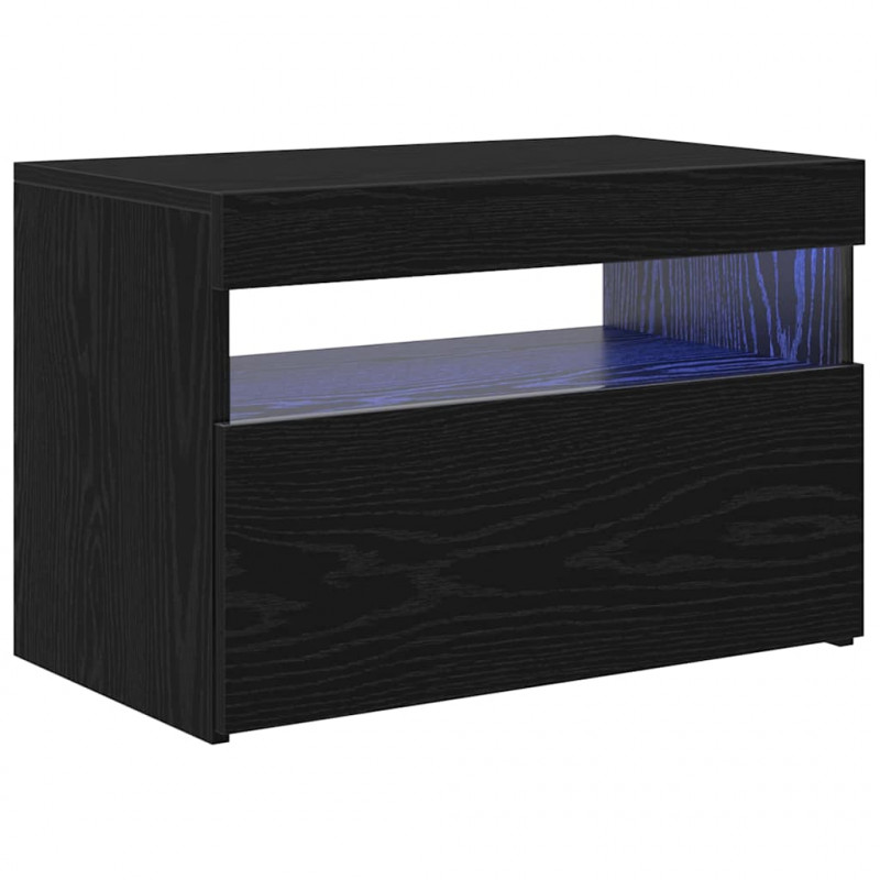 Szafka pod telewizor Ze LED Lights Czarny Dąb 60 x 35 x 40 cm