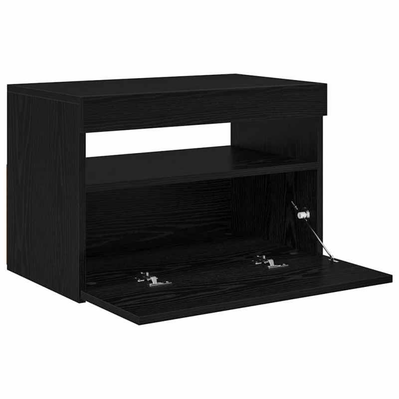 Szafka pod telewizor Ze LED Lights Czarny Dąb 60 x 35 x 40 cm