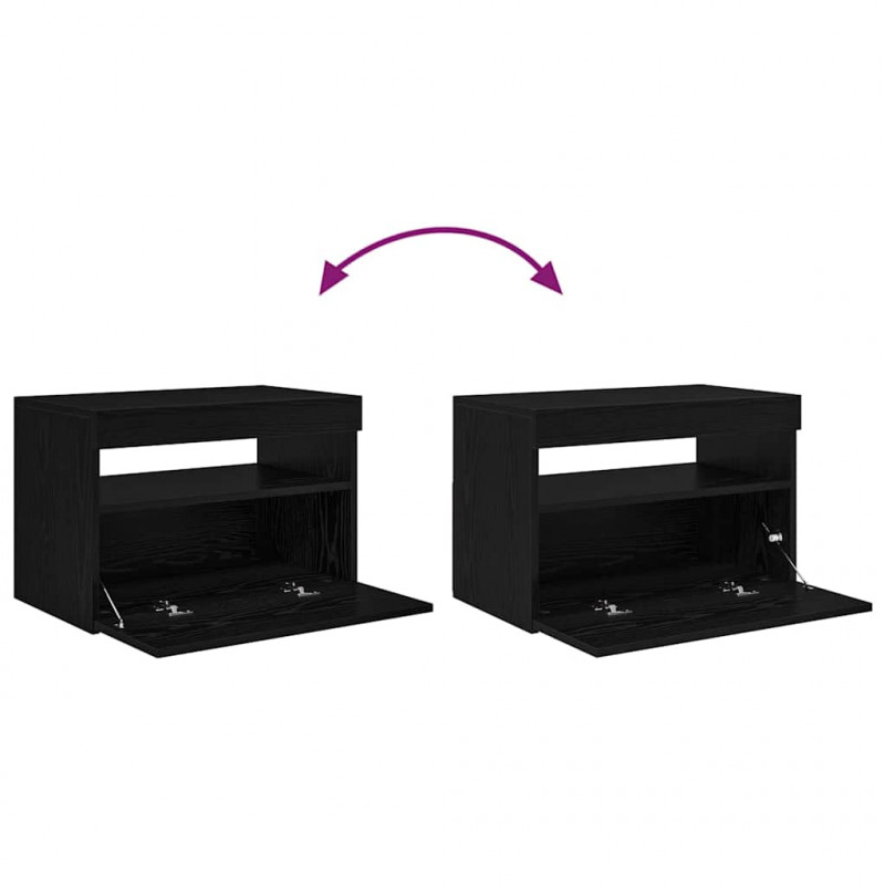 Szafka pod telewizor Ze LED Lights Czarny Dąb 60 x 35 x 40 cm
