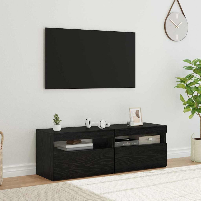 Szafka pod telewizor 2 pcs Czarny Dąb 60 x 35 x 40 cm
